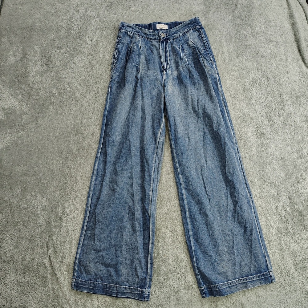The Gilded Jeans Womens Size 4 Blue Pleated High‎ Rise Wide Leg Denim Jeans